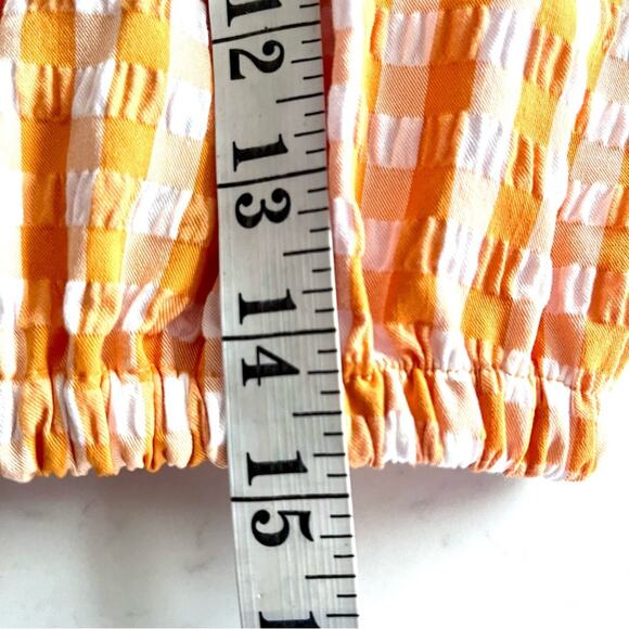 ZARA orange white gingham check crop top blouse size Small - Picture 8 of 10